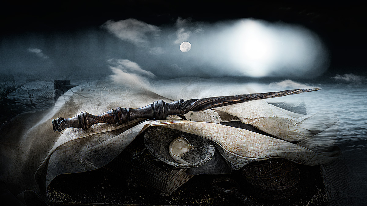 Bacchetta magica in legno noce autore roberto amadi arte contemporanea
